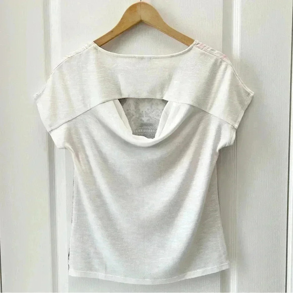 Ricki's Cut Out Back Drapey Knit Top T-Shirt Blouse Pink Grey Ivory Size XS - Picture 5 of 15